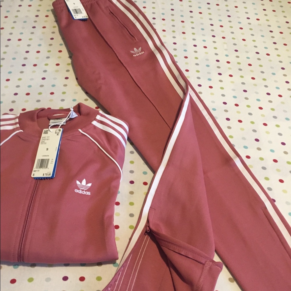 Pink adidas track suit